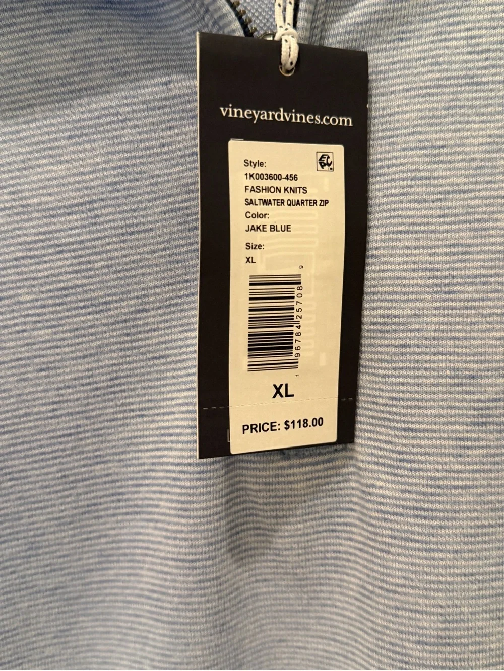 Vineyard Vines Heathered Sky Blue Half-Zip Pullover